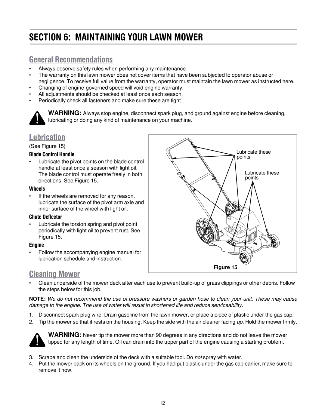 MTD 50 manual Maintaining Your Lawn Mower, General Recommendations, Lubrication, Cleaning Mower 