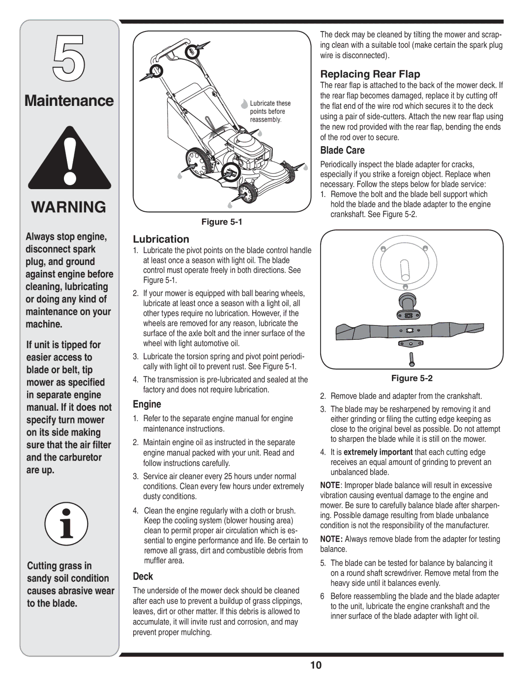 MTD 500 Series warranty Maintenance 