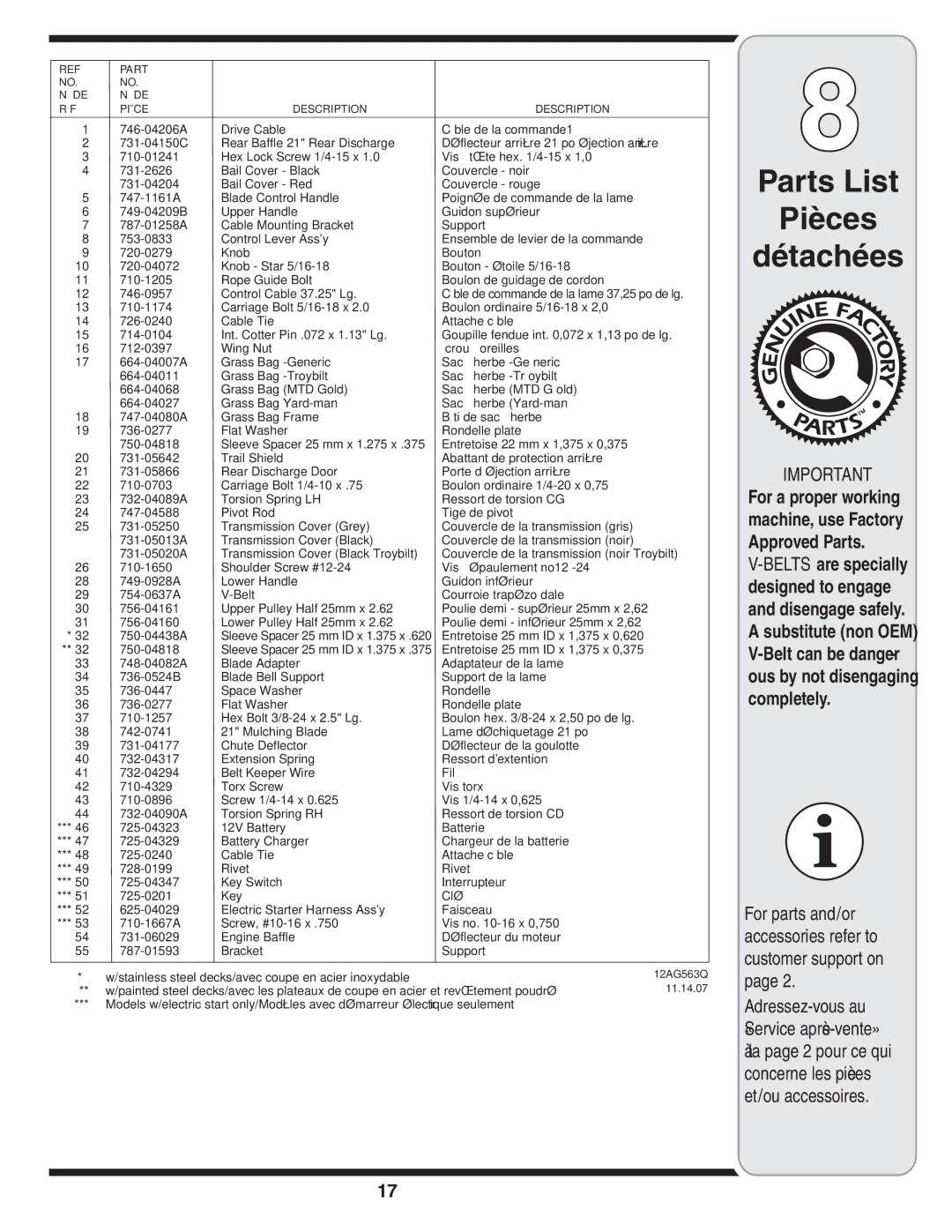 MTD 500 Series warranty 12AG563Q 