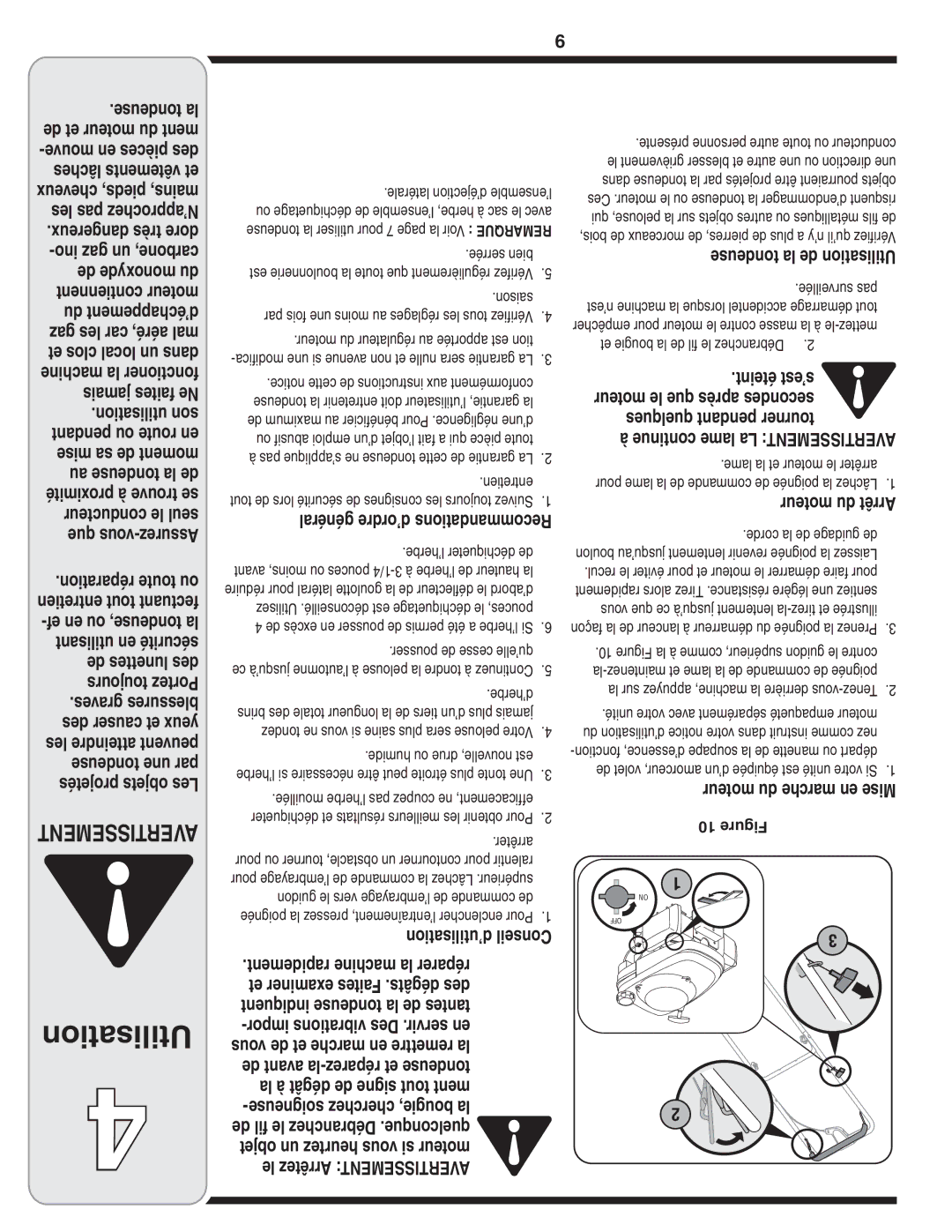 MTD 500 Series warranty Utilisation, ’utilisation Conseil 