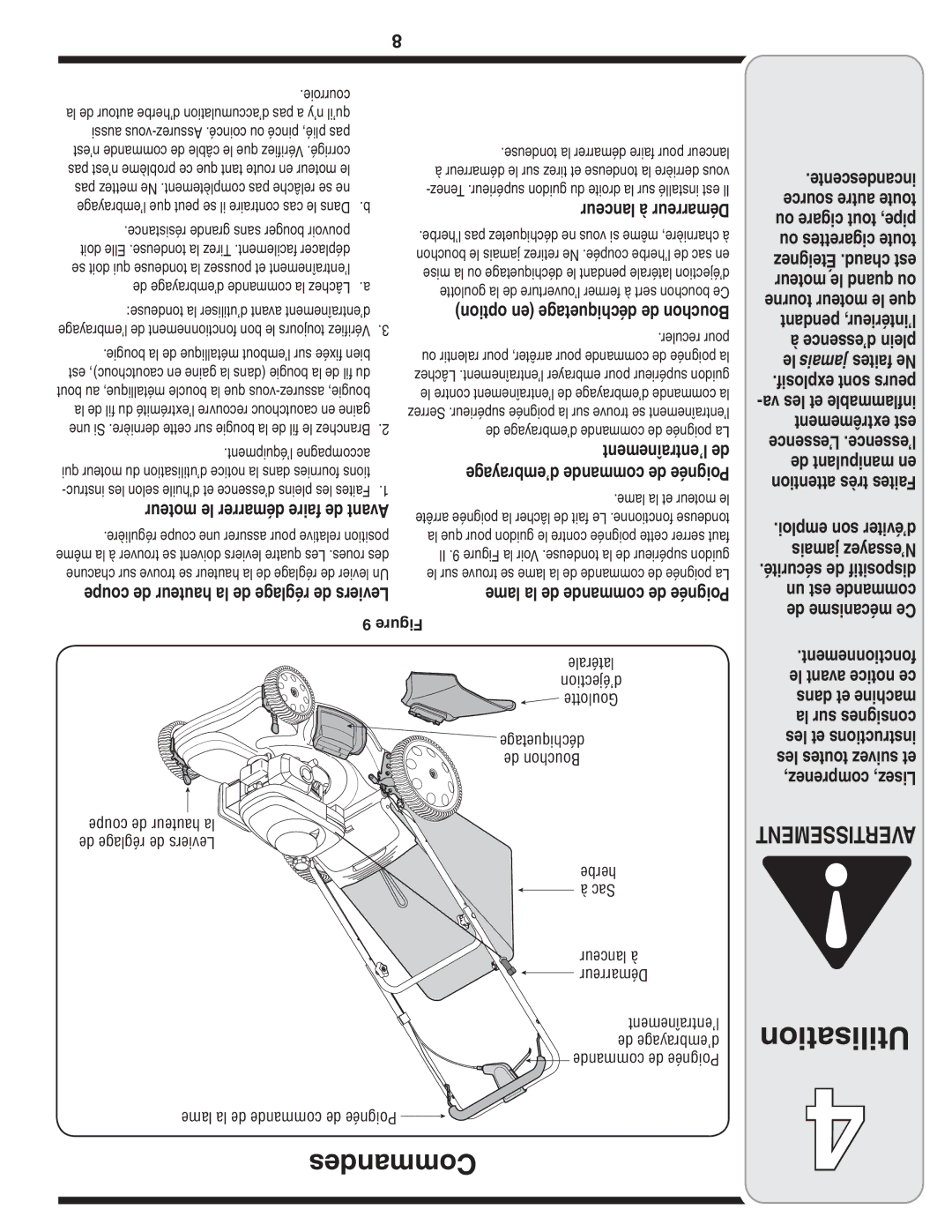 MTD 500 Series warranty Coupe de hauteur la de réglage de Leviers, Lanceur à Démarreur, Courroie 