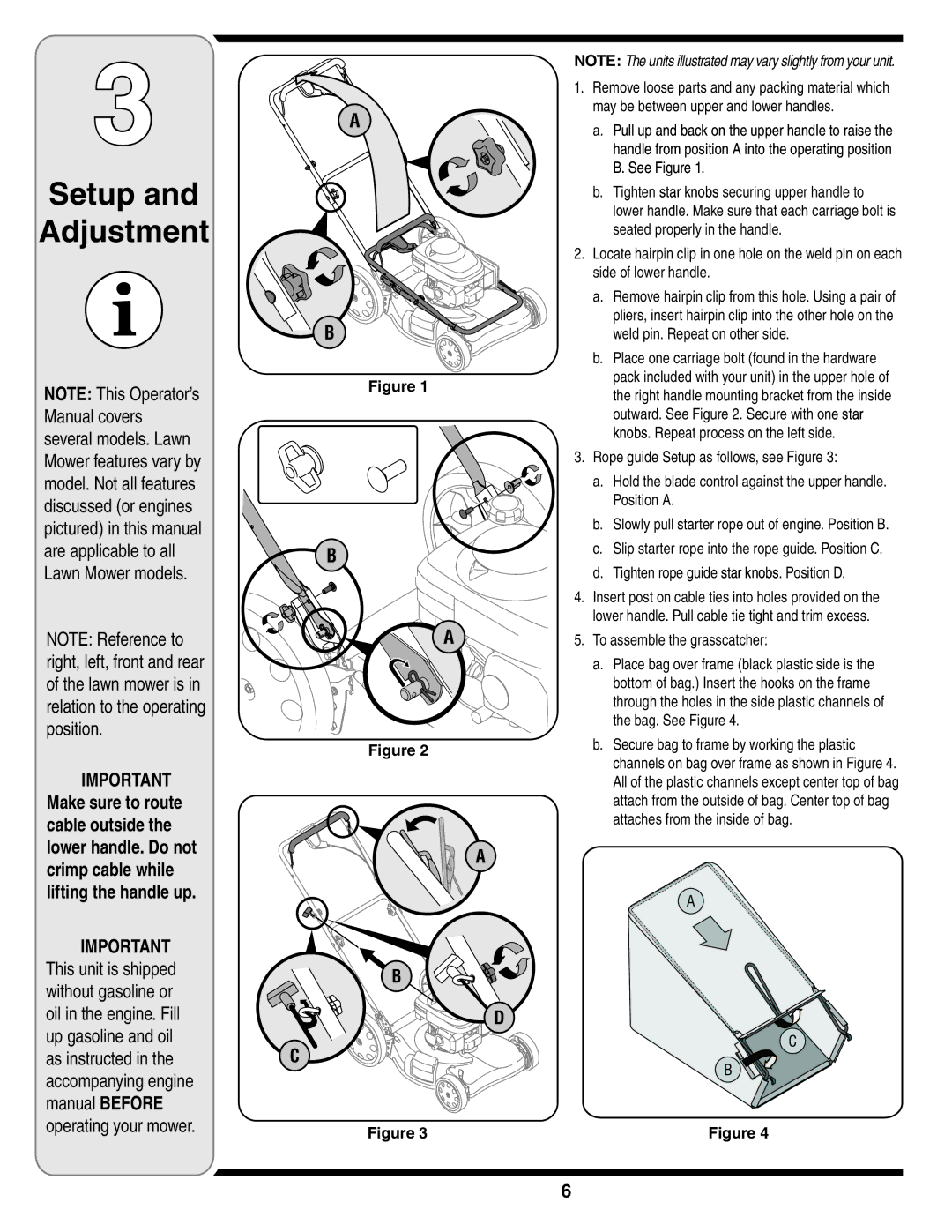 MTD 500 Series warranty Setup Adjustment 