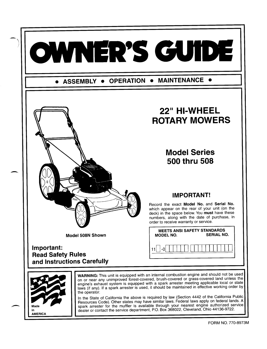 MTD 500 thru 508 manual 