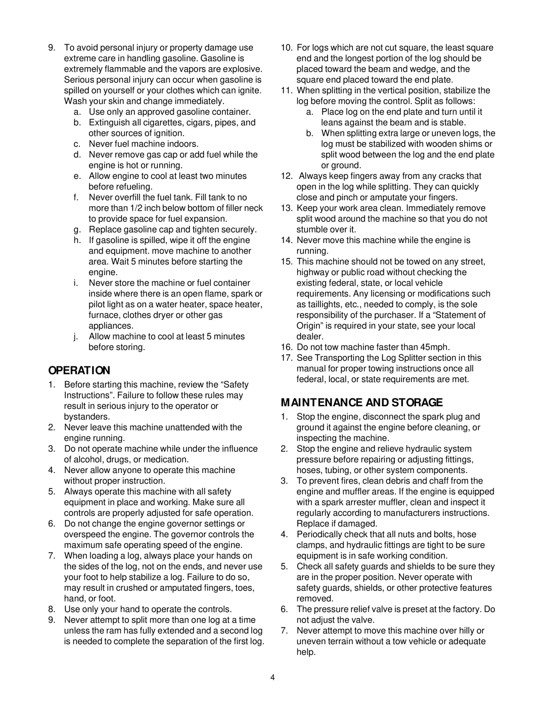 MTD 500 thru 510 manual Operation 