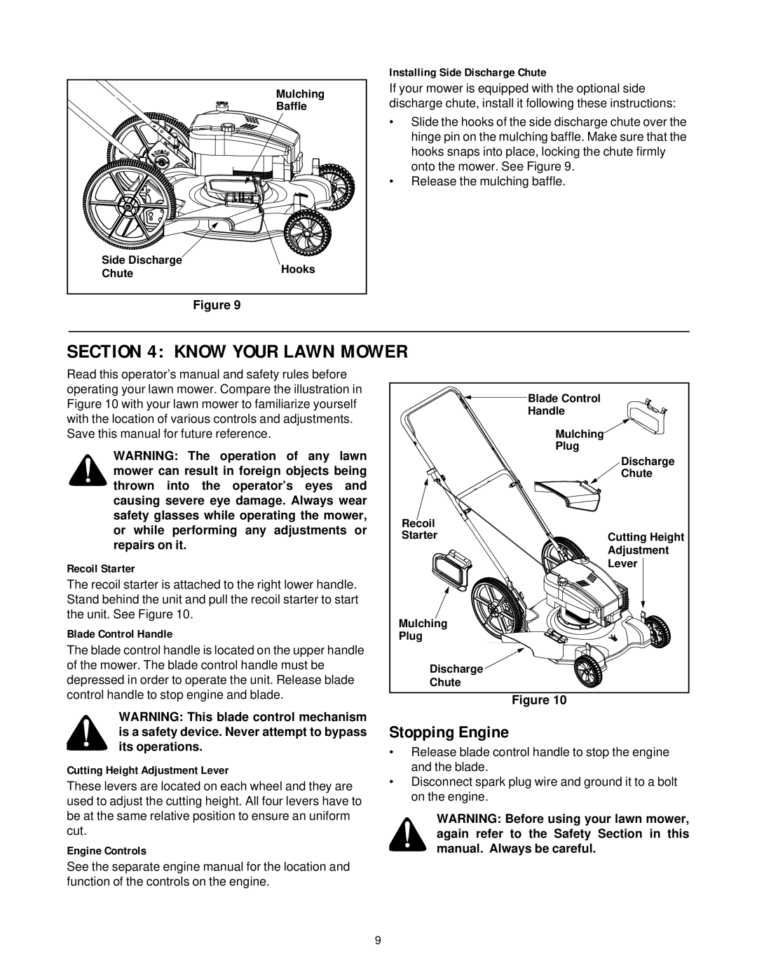 MTD 500 Thru 519 manual Know Your Lawn Mower, Stopping Engine 