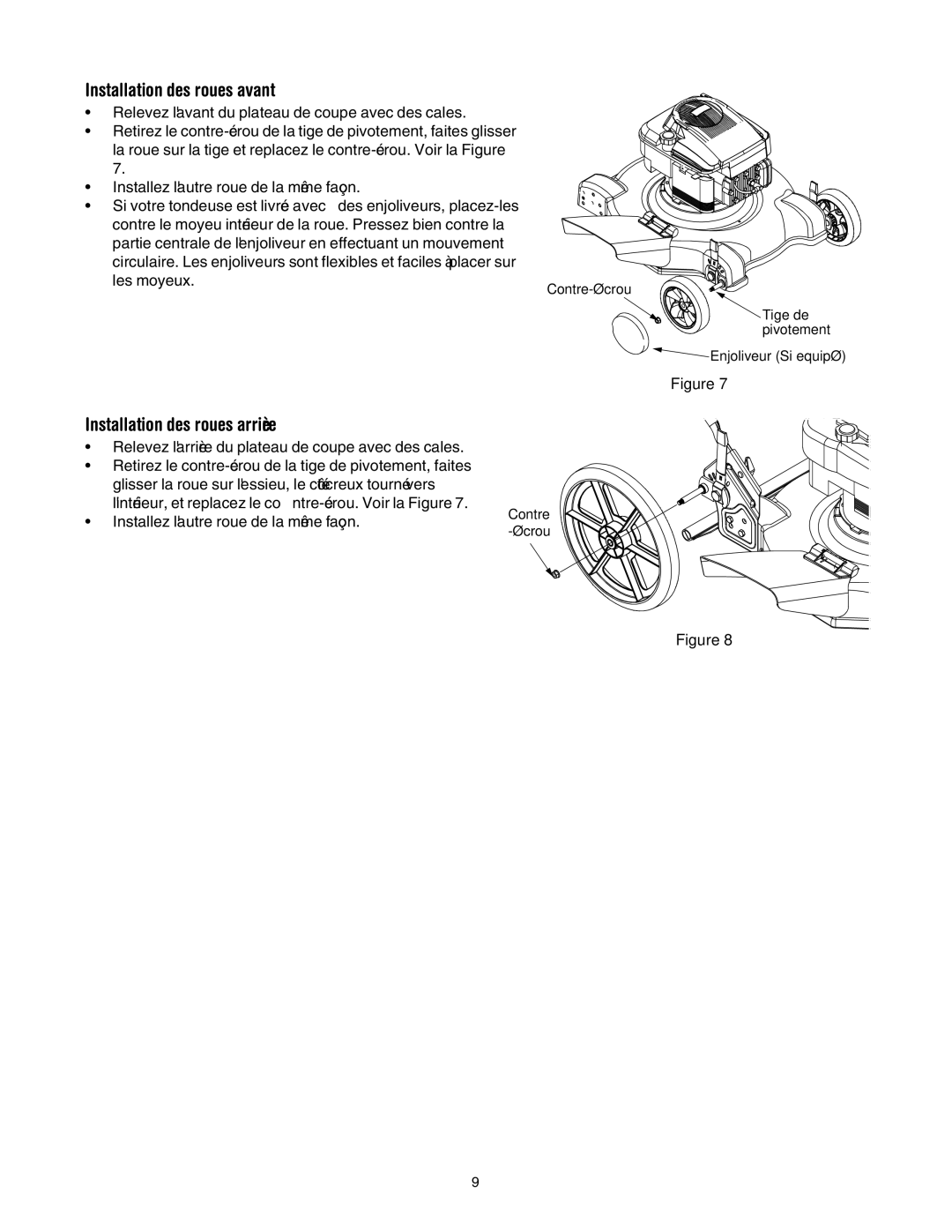 MTD 503 manual Avant roues des Installation 