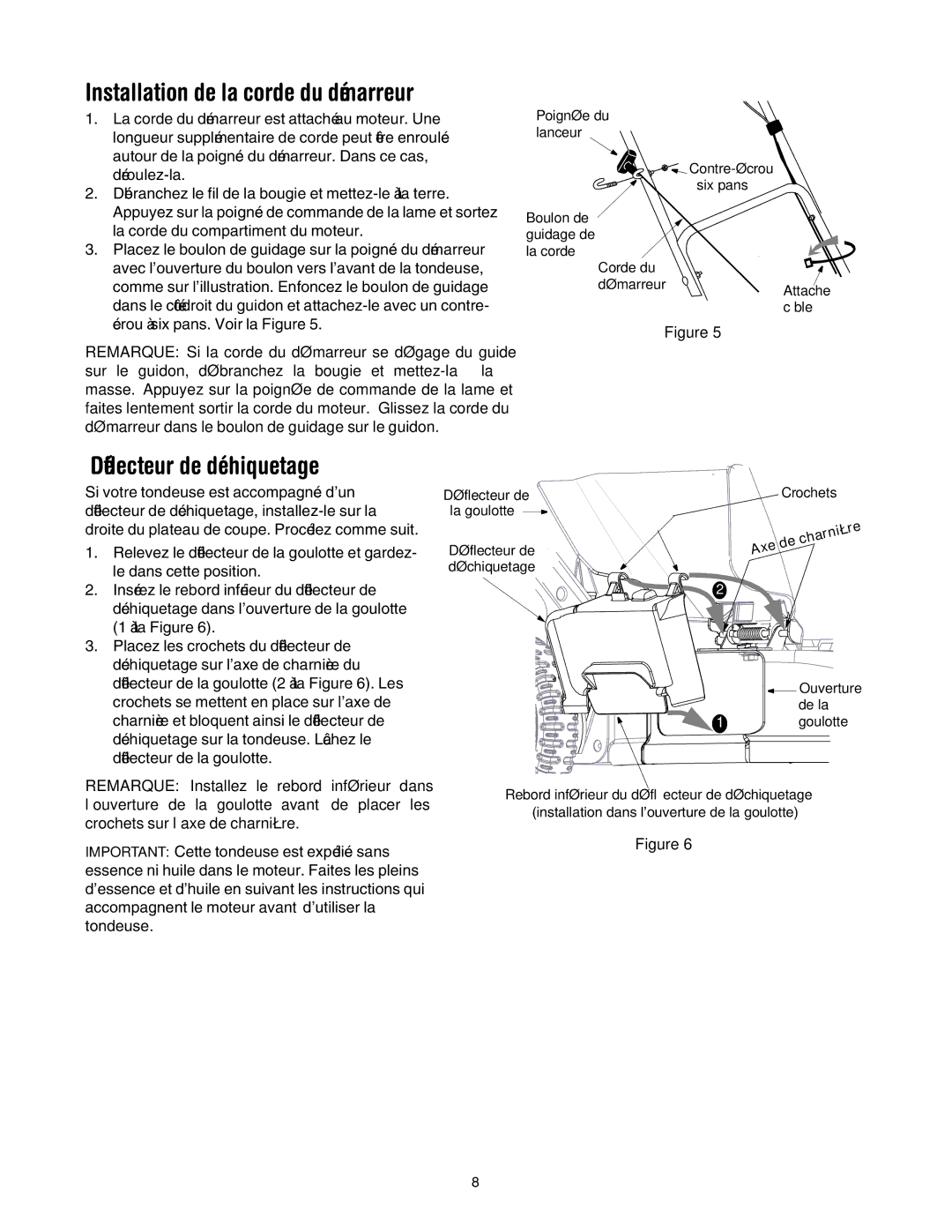 MTD 503 manual Déchiquetage de Déflecteur, Dans inférieur rebord le Installez Remarque 