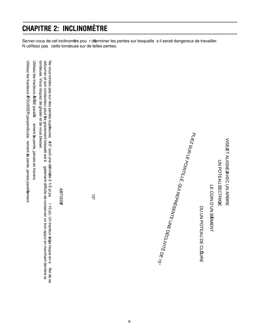 MTD 503 manual Inclinomètre 2 Chapitre, Clôture 