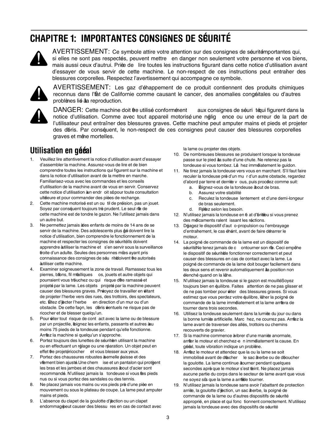 MTD 503 manual Général en Utilisation, Anormale, manière d’une vibrer à commence machine la Si 