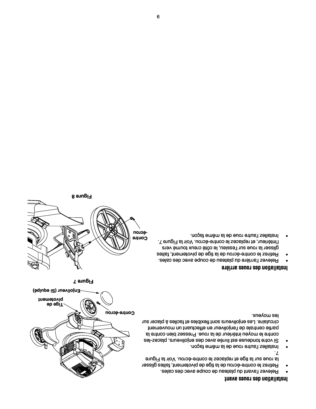 MTD 503 manual avant roues des Installation 