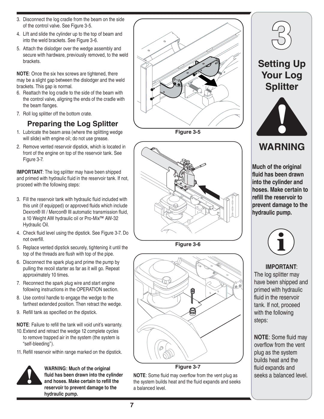 MTD 510 warranty Preparing the Log Splitter 