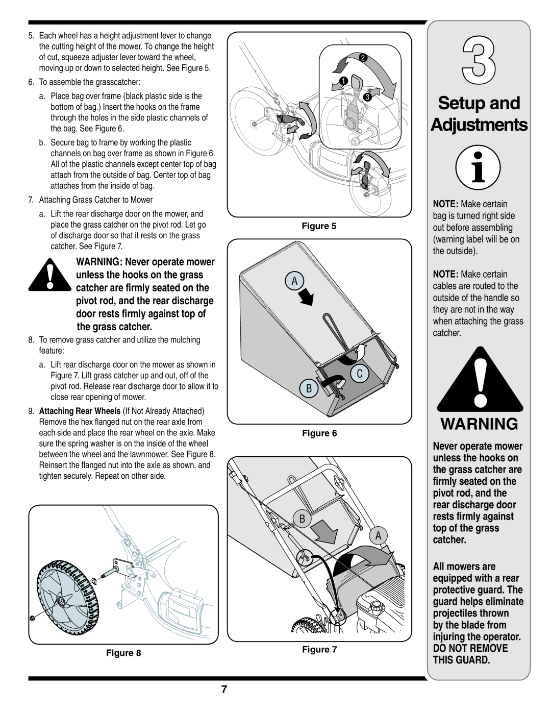 MTD 540-580 Series warranty To assemble the grasscatcher, Attaching Grass Catcher to Mower 