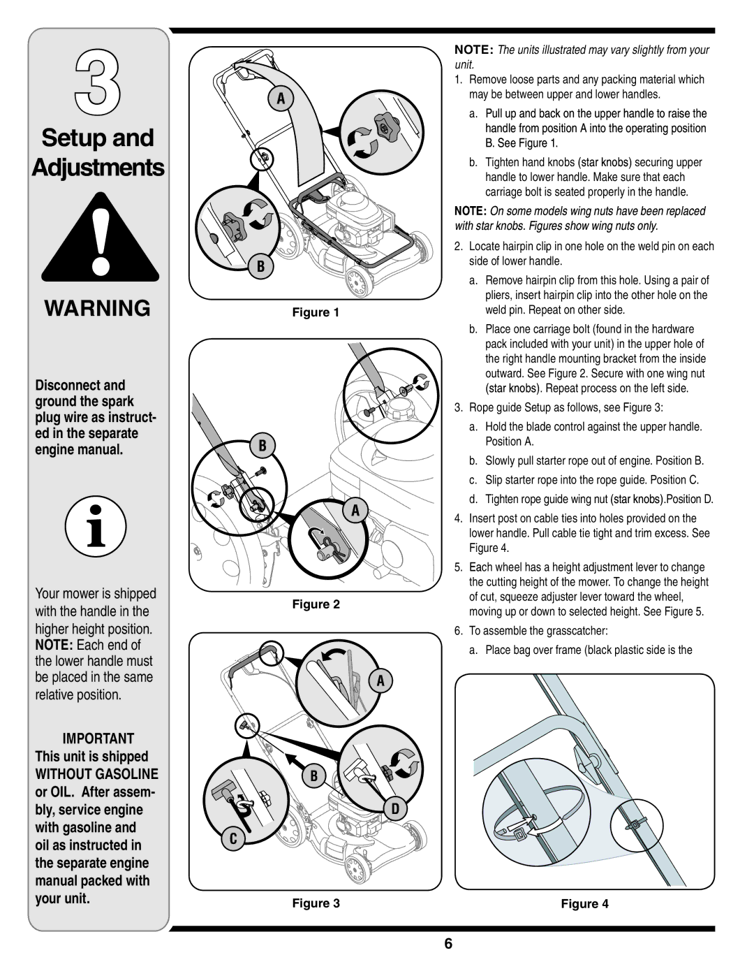 MTD 560 Series warranty Setup Adjustments, This unit is shipped 