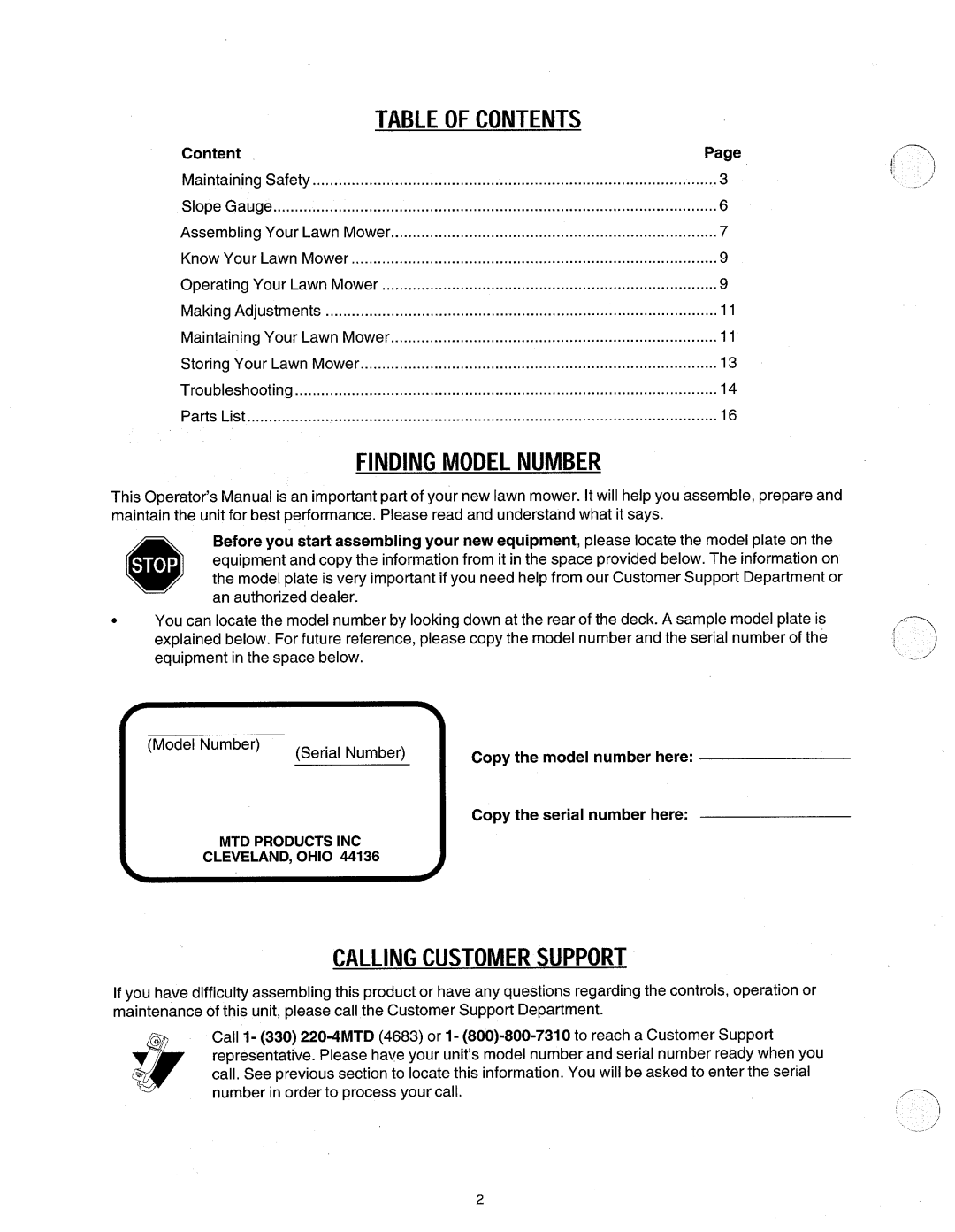 MTD 580 manual 