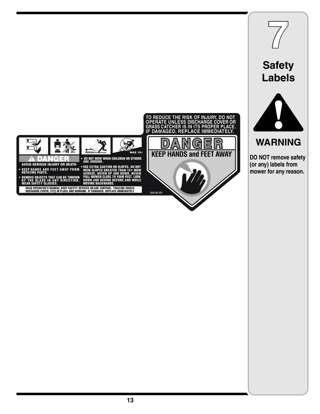 MTD 584 warranty Safety Labels 
