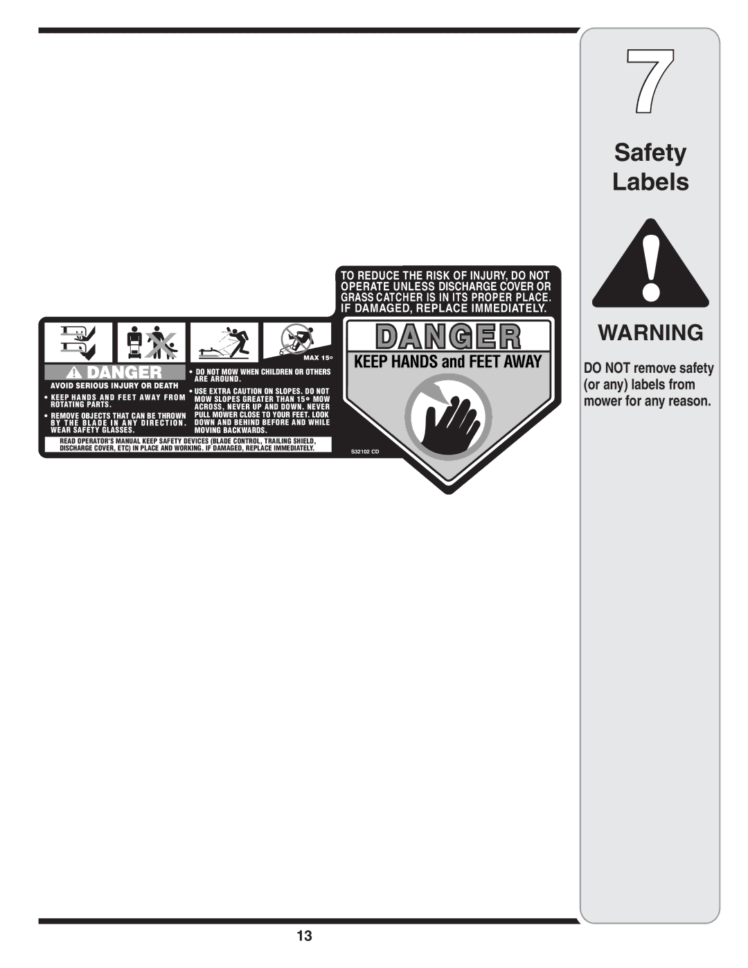 MTD 588 warranty Safety Labels 
