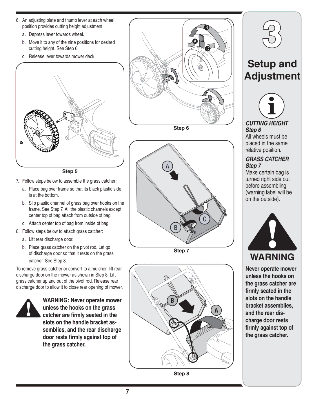 MTD 588 warranty Cutting Height Step 