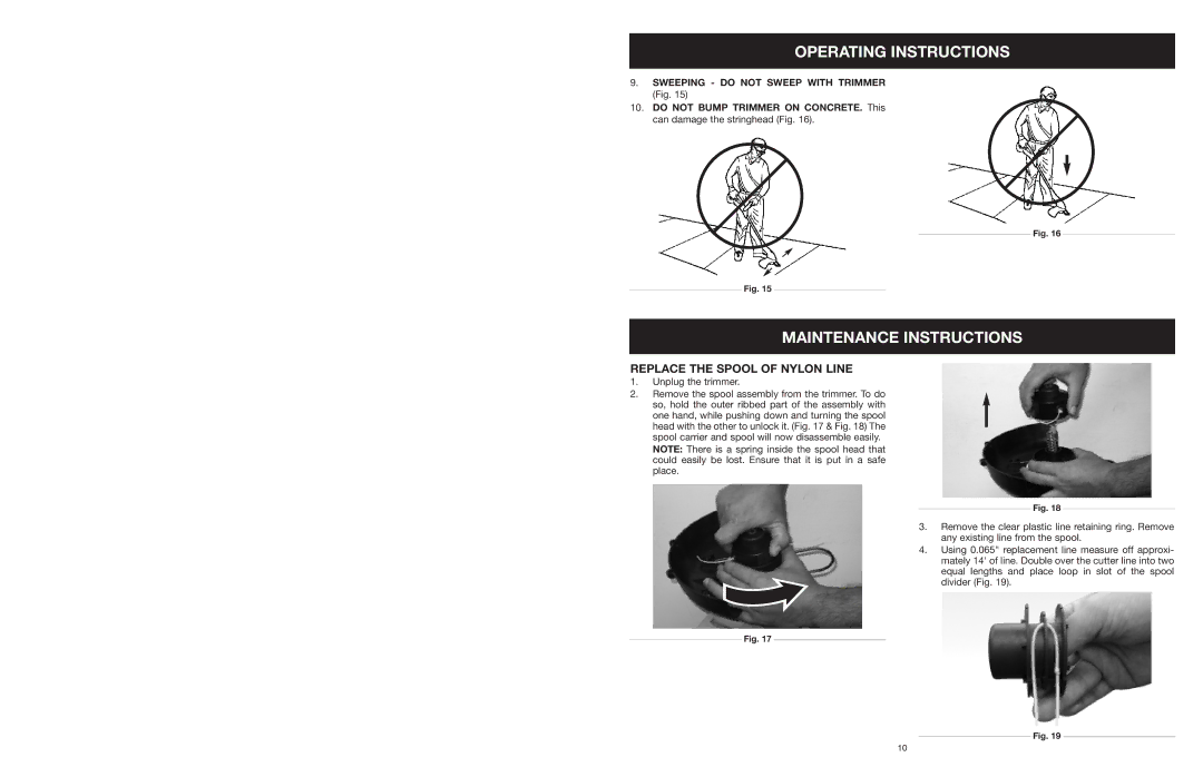 MTD 599 manual Maintenance Instructions, Replace the Spool of Nylon Line 