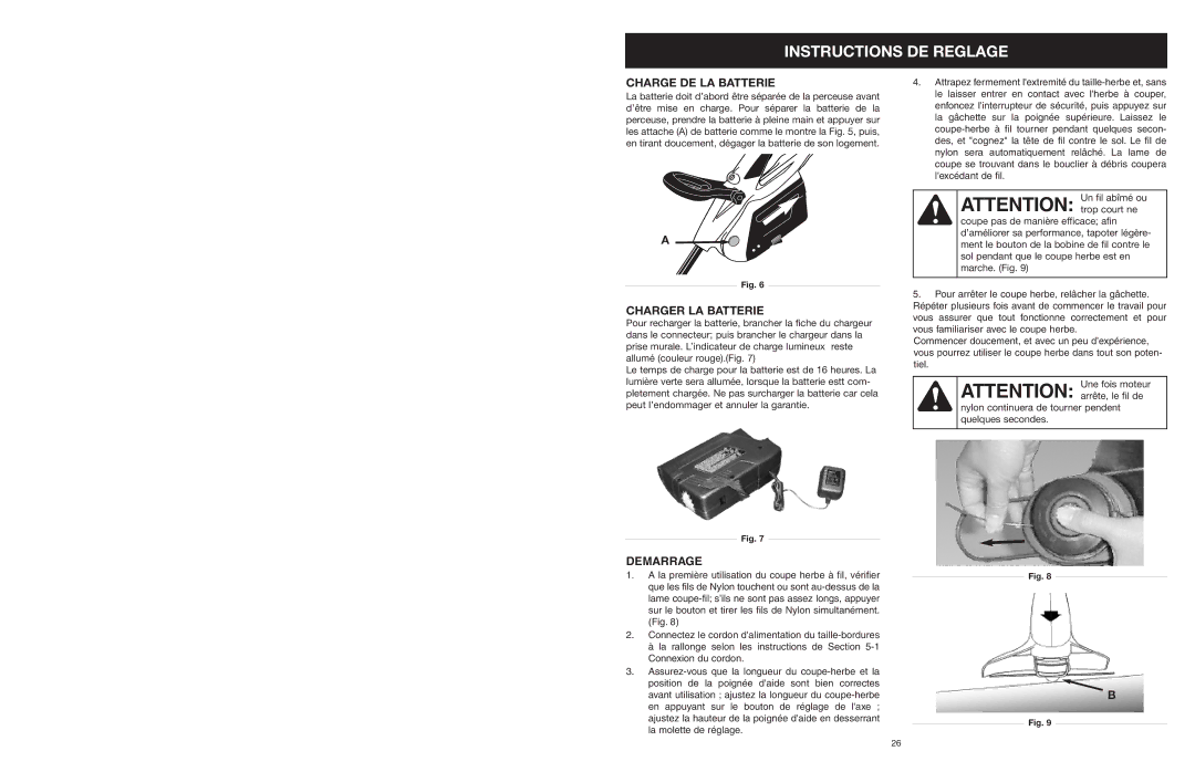 MTD 599 manual Charge DE LA Batterie, Charger LA Batterie 