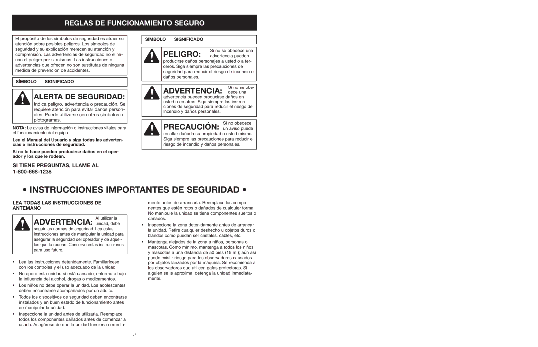 MTD 599 manual Reglas DE Funcionamiento Seguro, SI Tiene PREGUNTAS, Llame AL 