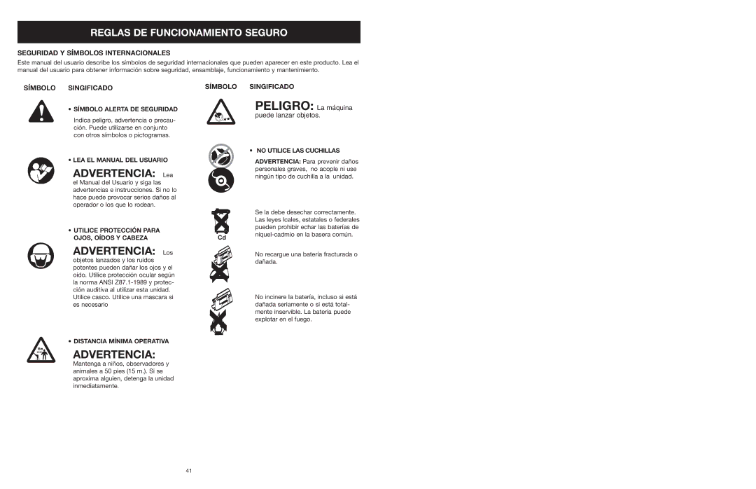 MTD 599 manual Advertencia 