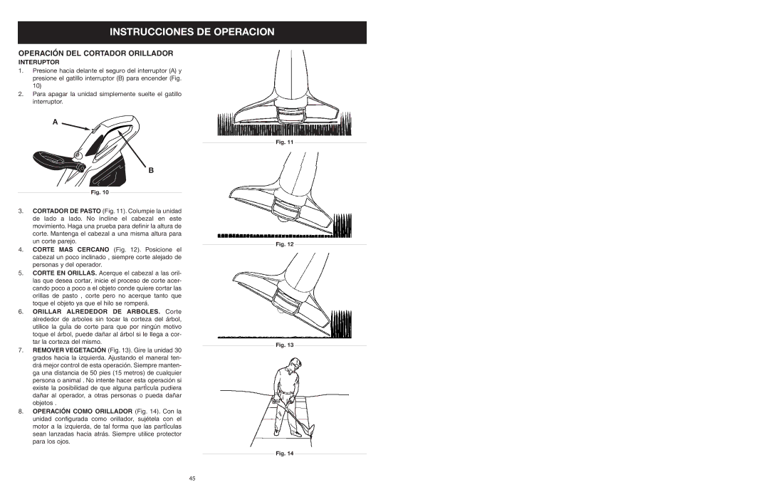 MTD 599 manual Instrucciones DE Operacion, Operación DEL Cortador Orillador 