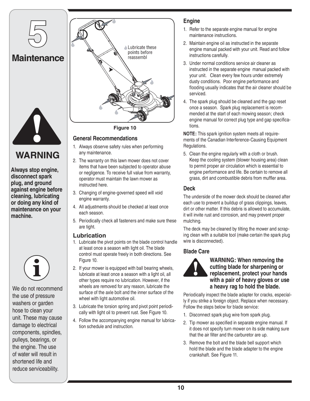 MTD 60-1616-6 owner manual Maintenance 