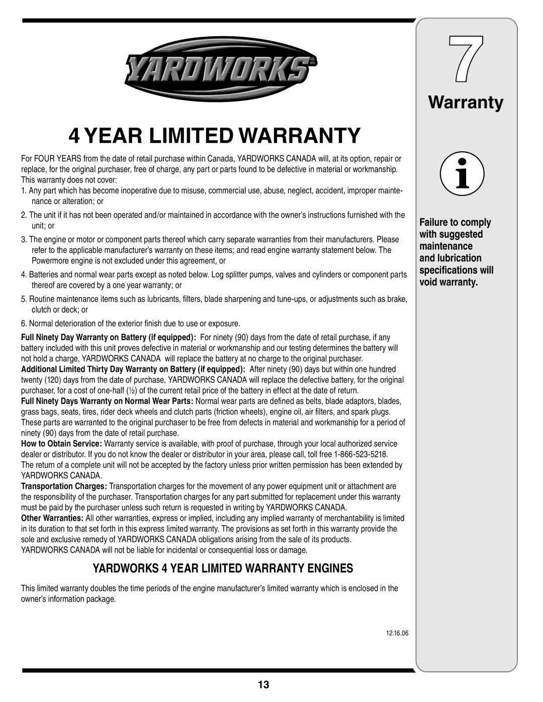 MTD 60-1616-6 owner manual Year Limited Warranty 