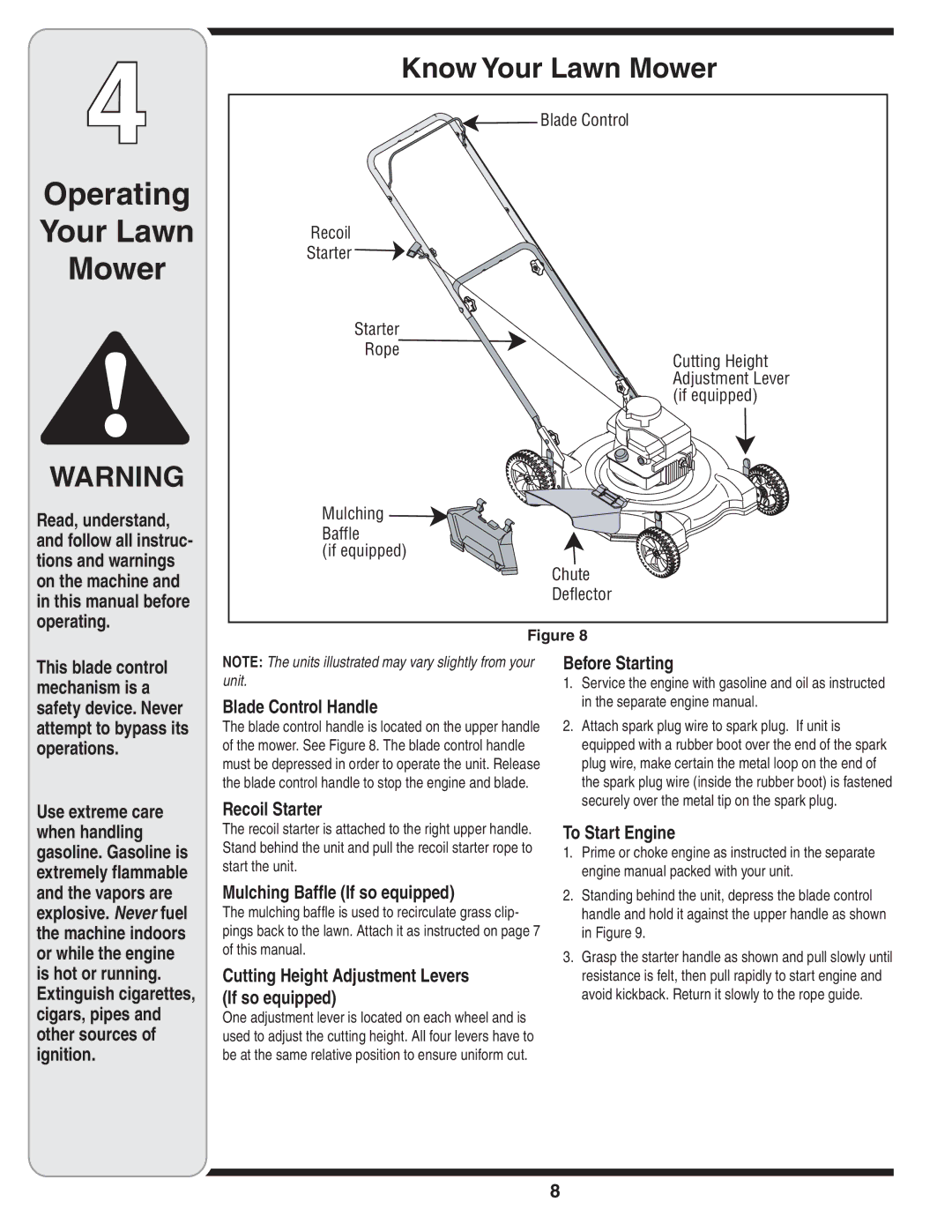 MTD 60-1616-6 owner manual Operating Your Lawn Mower, Know Your Lawn Mower 