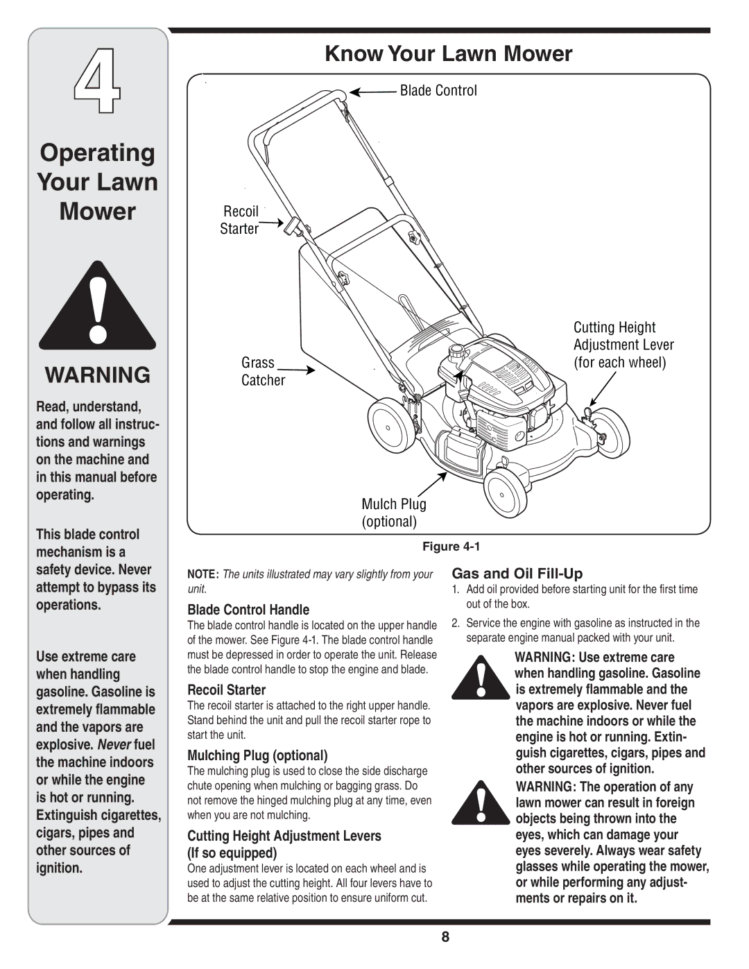 MTD 60-1620-4 owner manual Operating Your Lawn Mower, Know Your Lawn Mower 