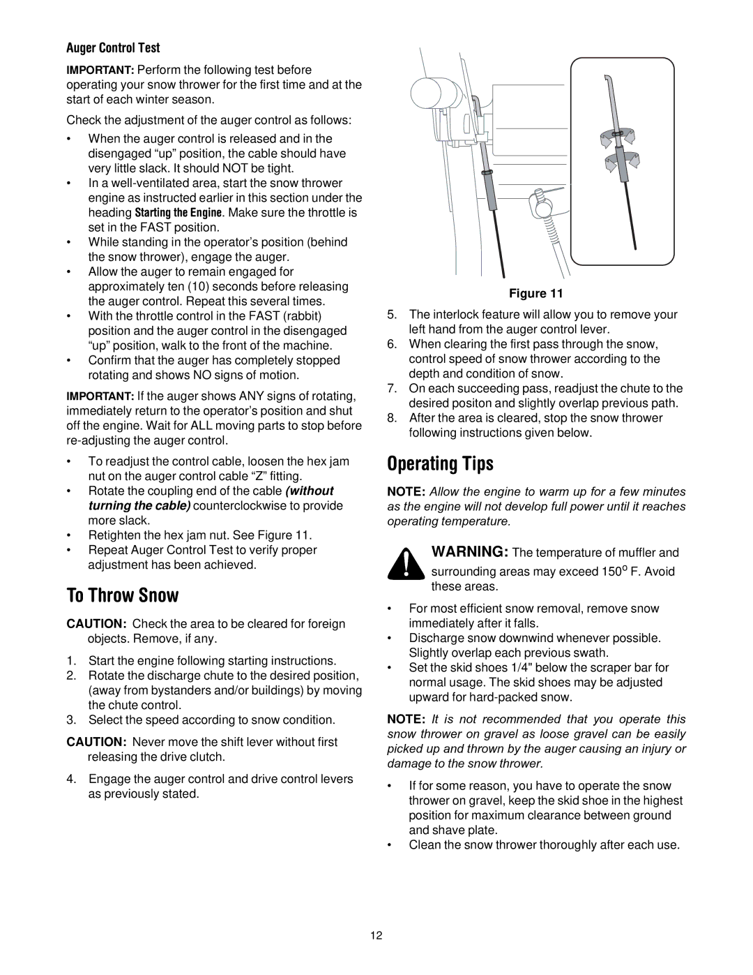 MTD 60-3754-4, 60-3753-6 manual To Throw Snow, Operating Tips 