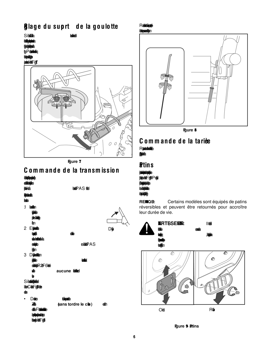 MTD 60-3753-6, 60-3754-4 manual Tarière la de Commande, Transmission la de Commande, Patins 19 Figure 