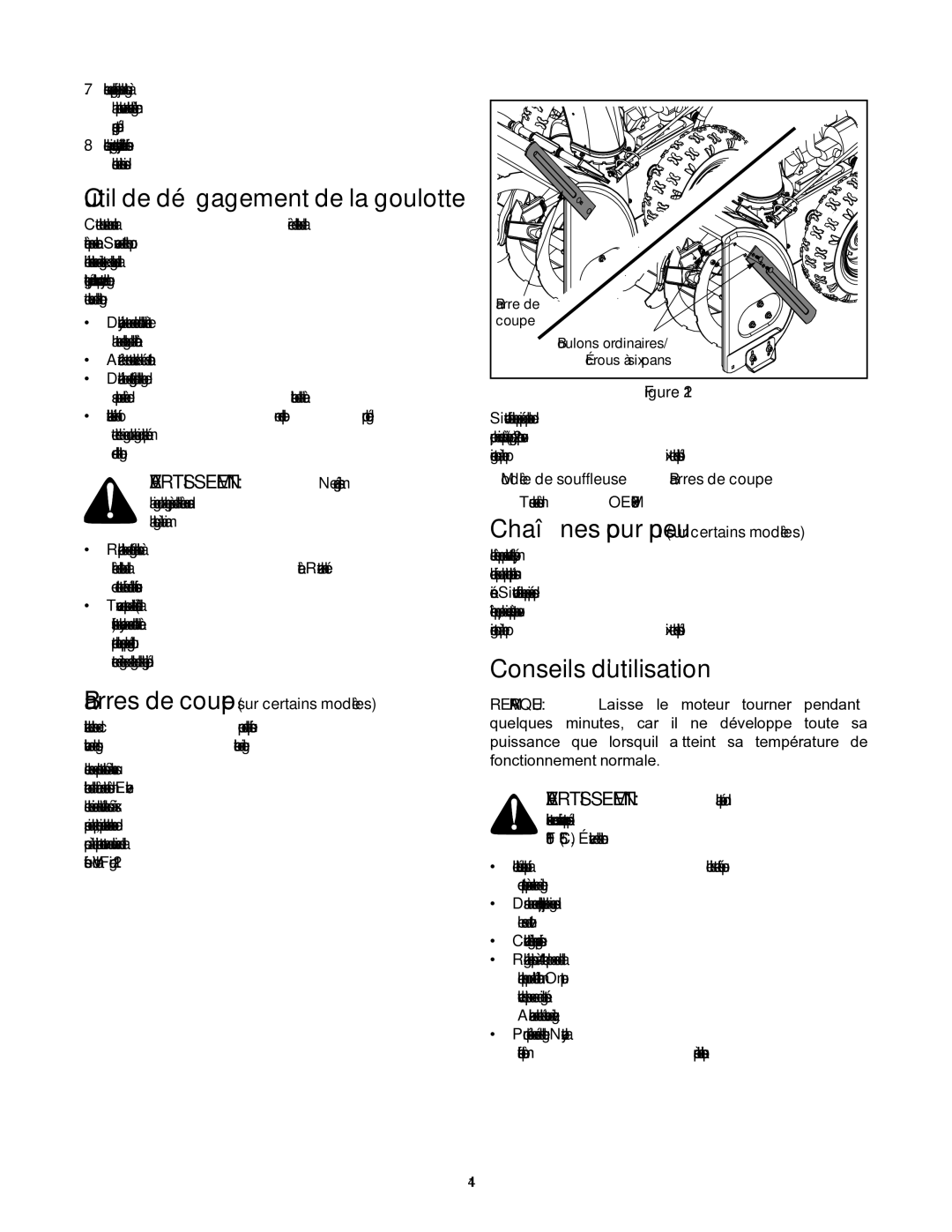 MTD 60-3753-6, 60-3754-4 ’utilisation Conseils, Pneu pour Chaînes, Coupe de Barres, Goulotte la de dégagement de Outil 