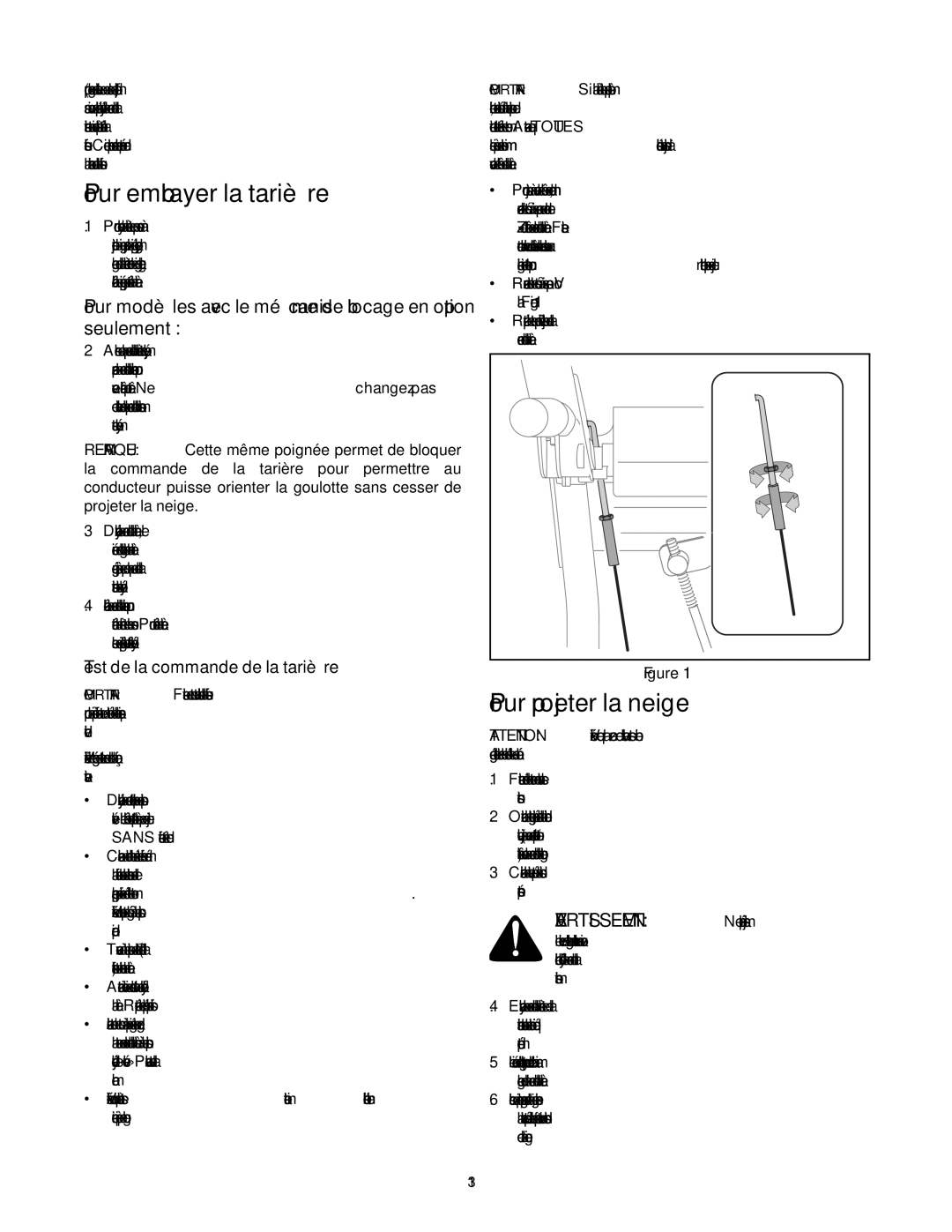 MTD 60-3754-4, 60-3753-6 manual Neige la projeter Pour, Tarière la embrayer Pour 