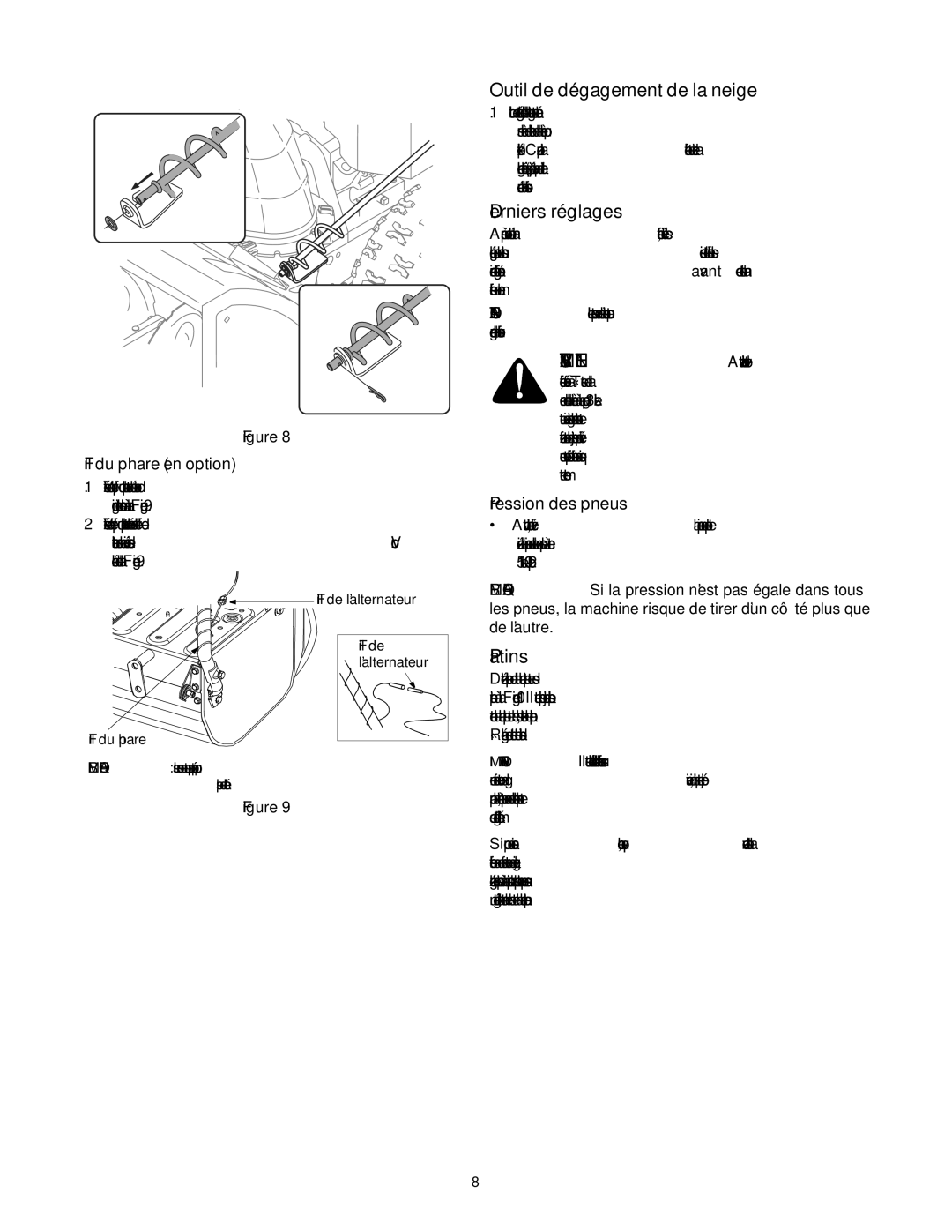 MTD 60-3753-6, 60-3754-4 manual Neige la de dégagement de Outil 