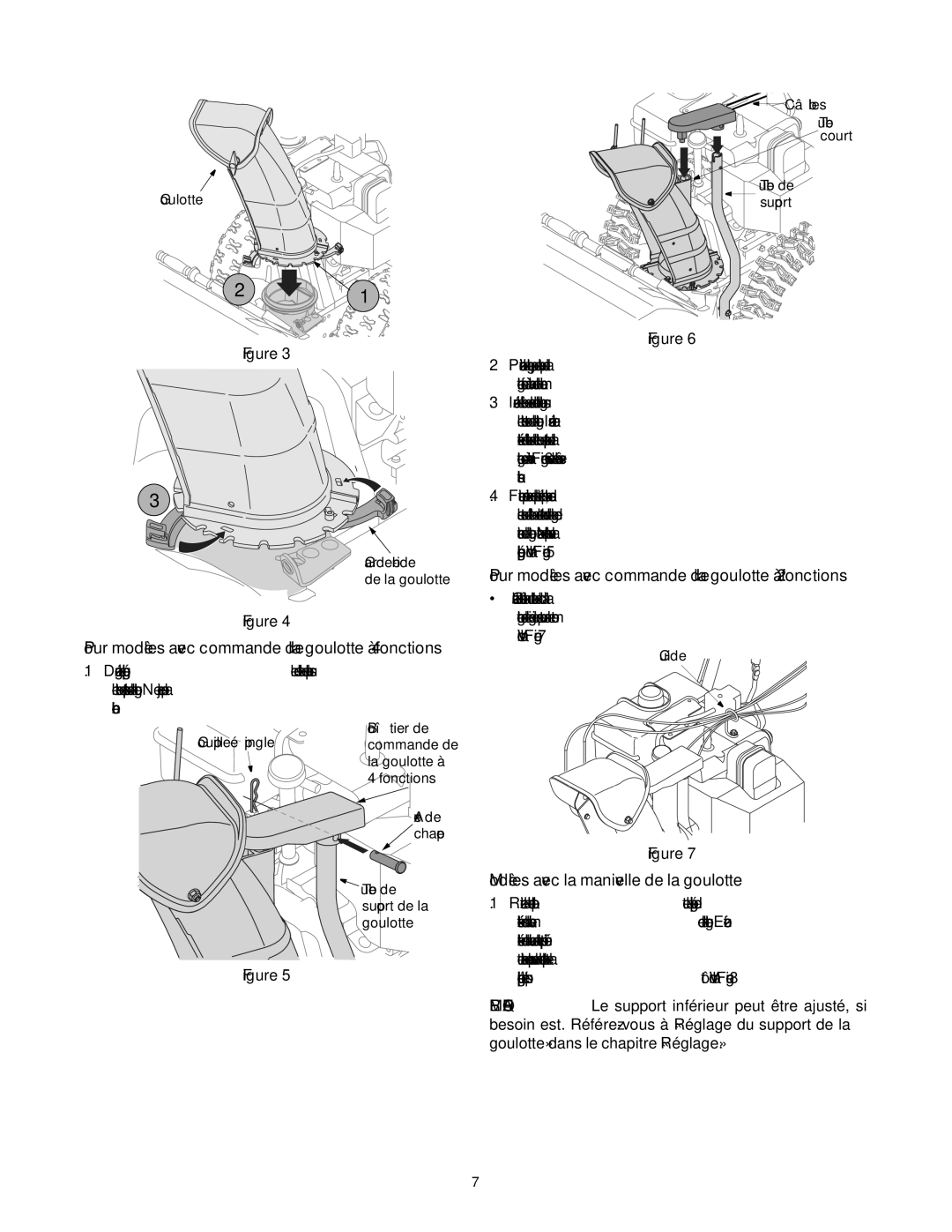 MTD 60-3754-4, 60-3753-6 manual «Réglage» chapitre le dans goulotte» 