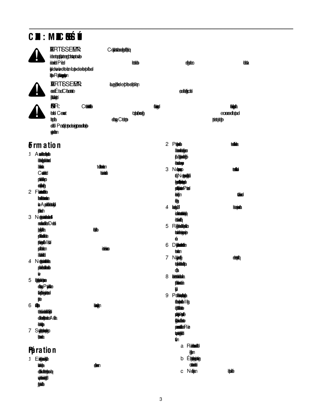 MTD 60-3754-4, 60-3753-6 manual Préparation, Formation 