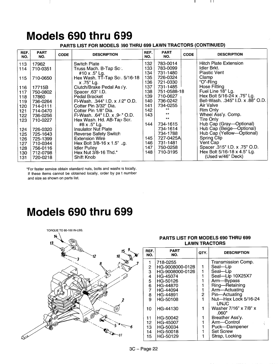 MTD 600-609, 690-699 manual 
