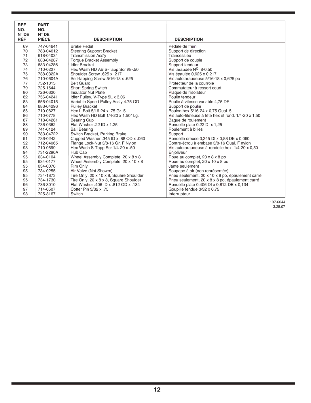 MTD 600 manual 137-6044 