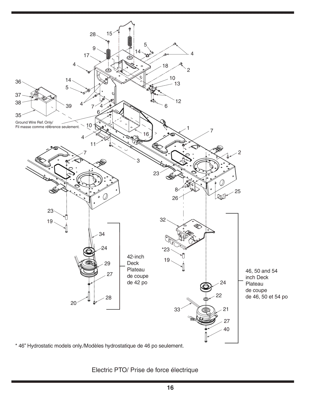 MTD 600 manual Electric PTO/ Prise de force électrique 