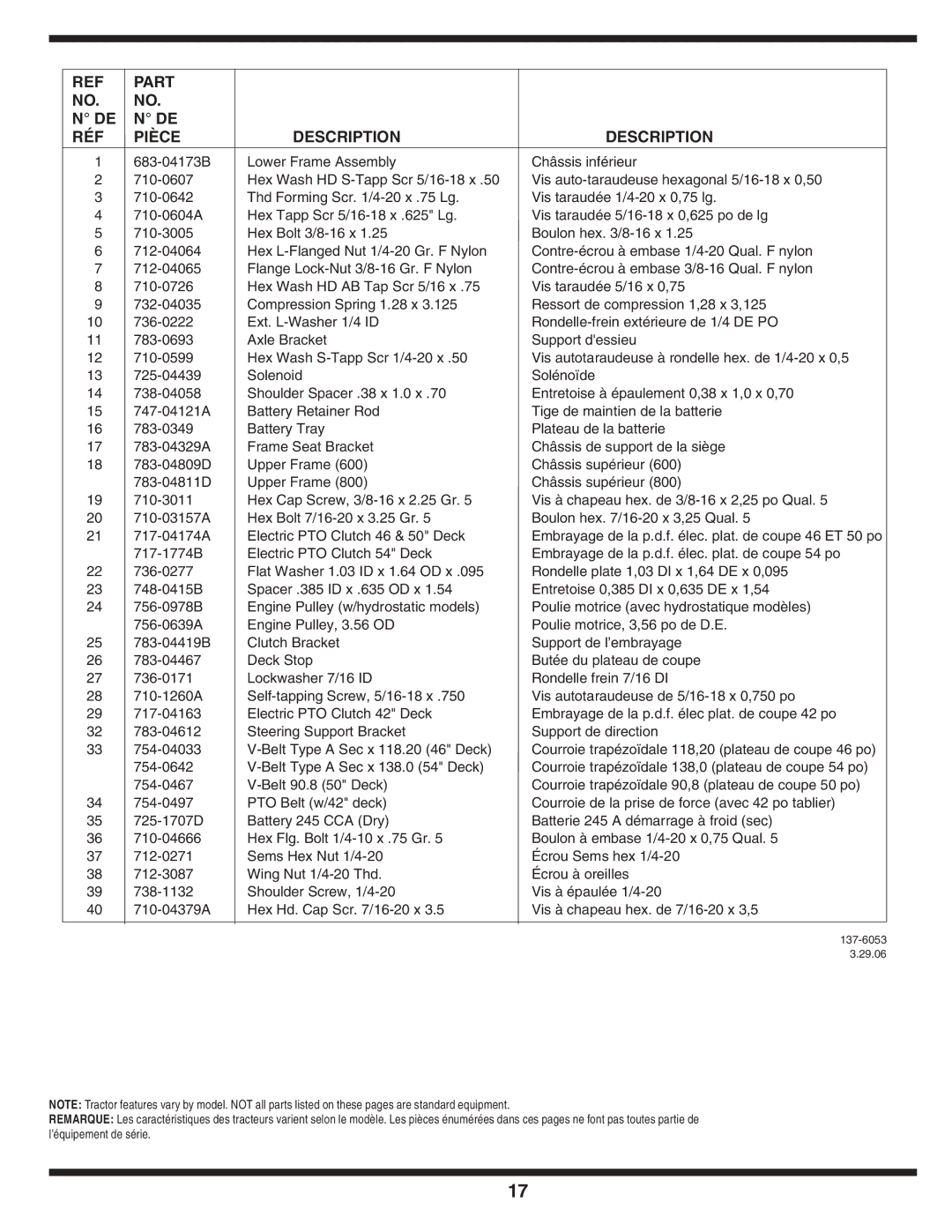 MTD 600 manual 137-6053 