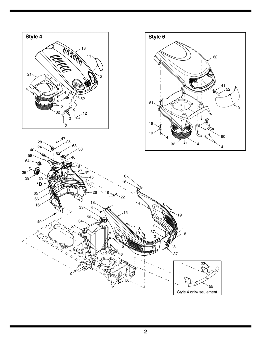 MTD 600 manual Style 