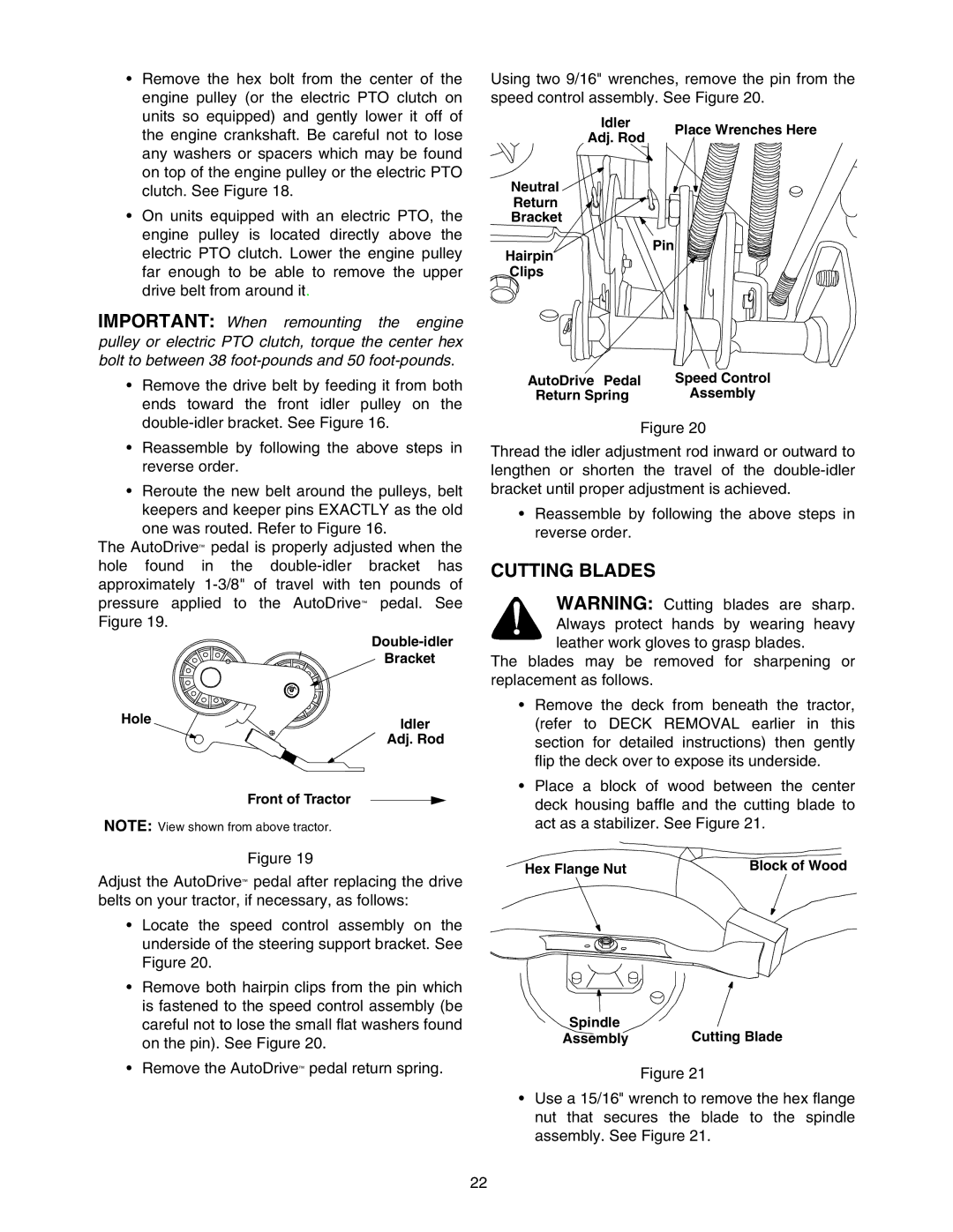 MTD 604 manual Cutting Blades 