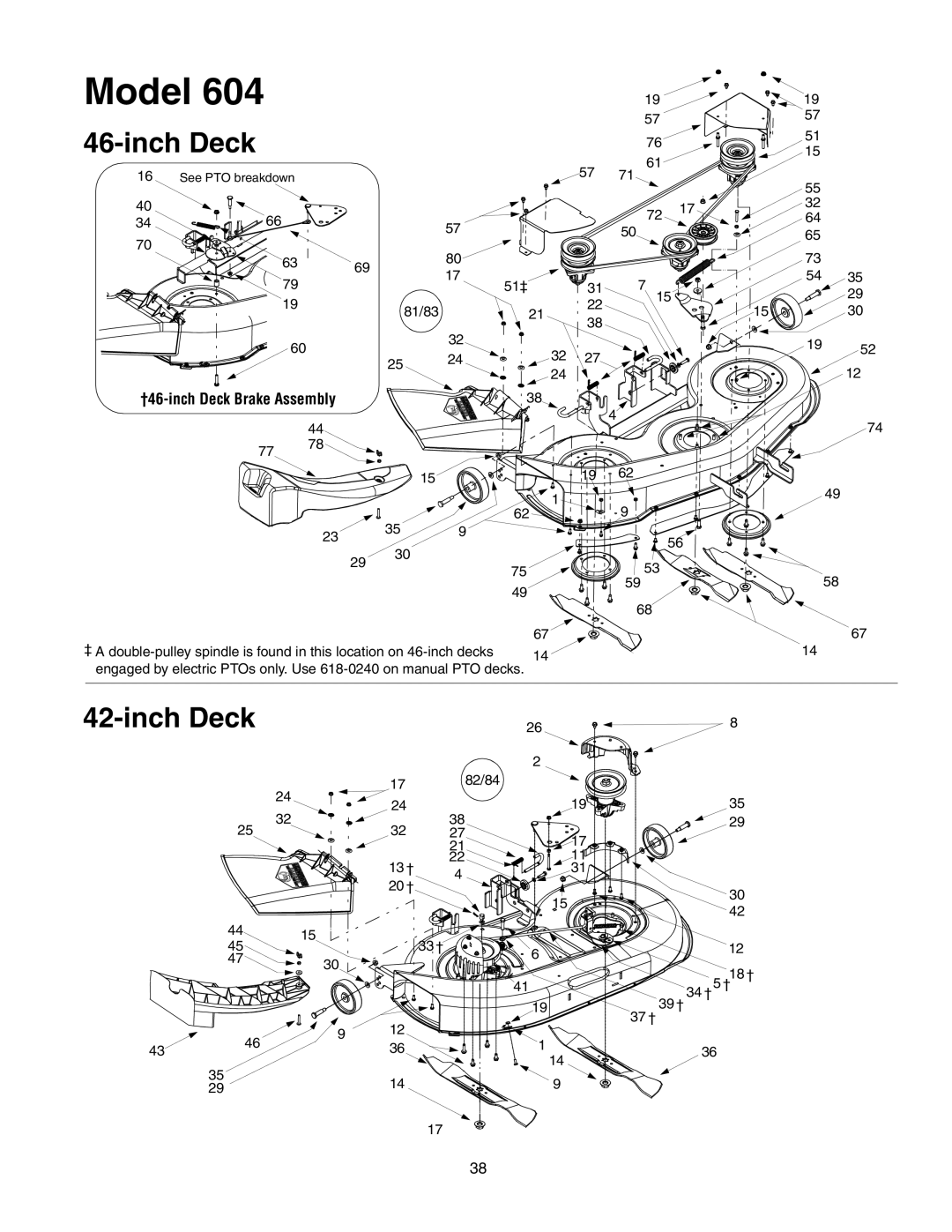 MTD 604 manual Inch Deck, †46-inch Deck Brake Assembly 