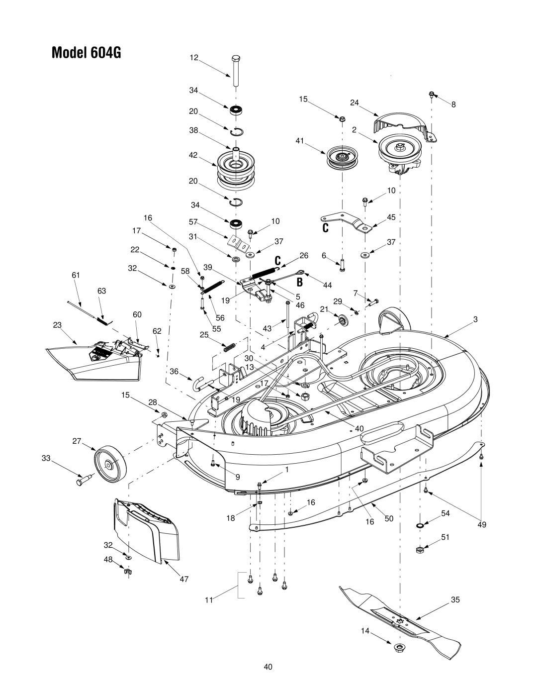 MTD 604H manual Model 604G 