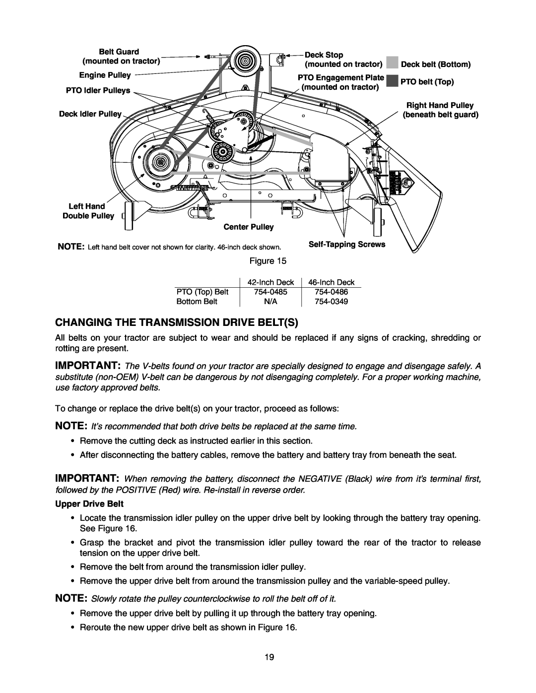 MTD 608, 609 manual Changing The Transmission Drive Belts, Upper Drive Belt 