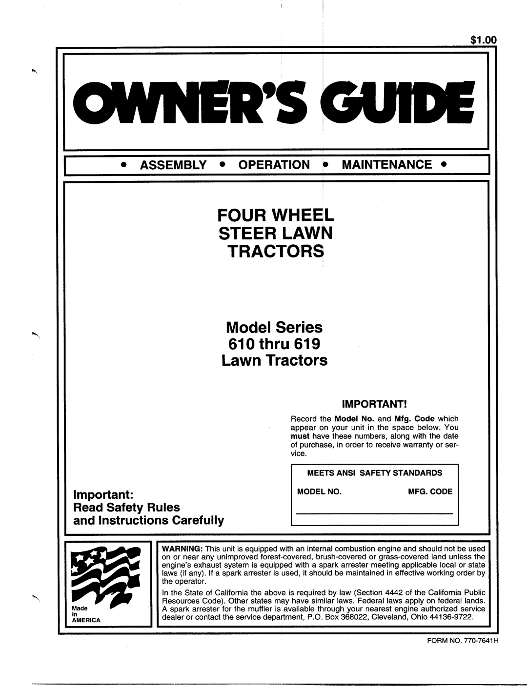 MTD 610-619 manual 