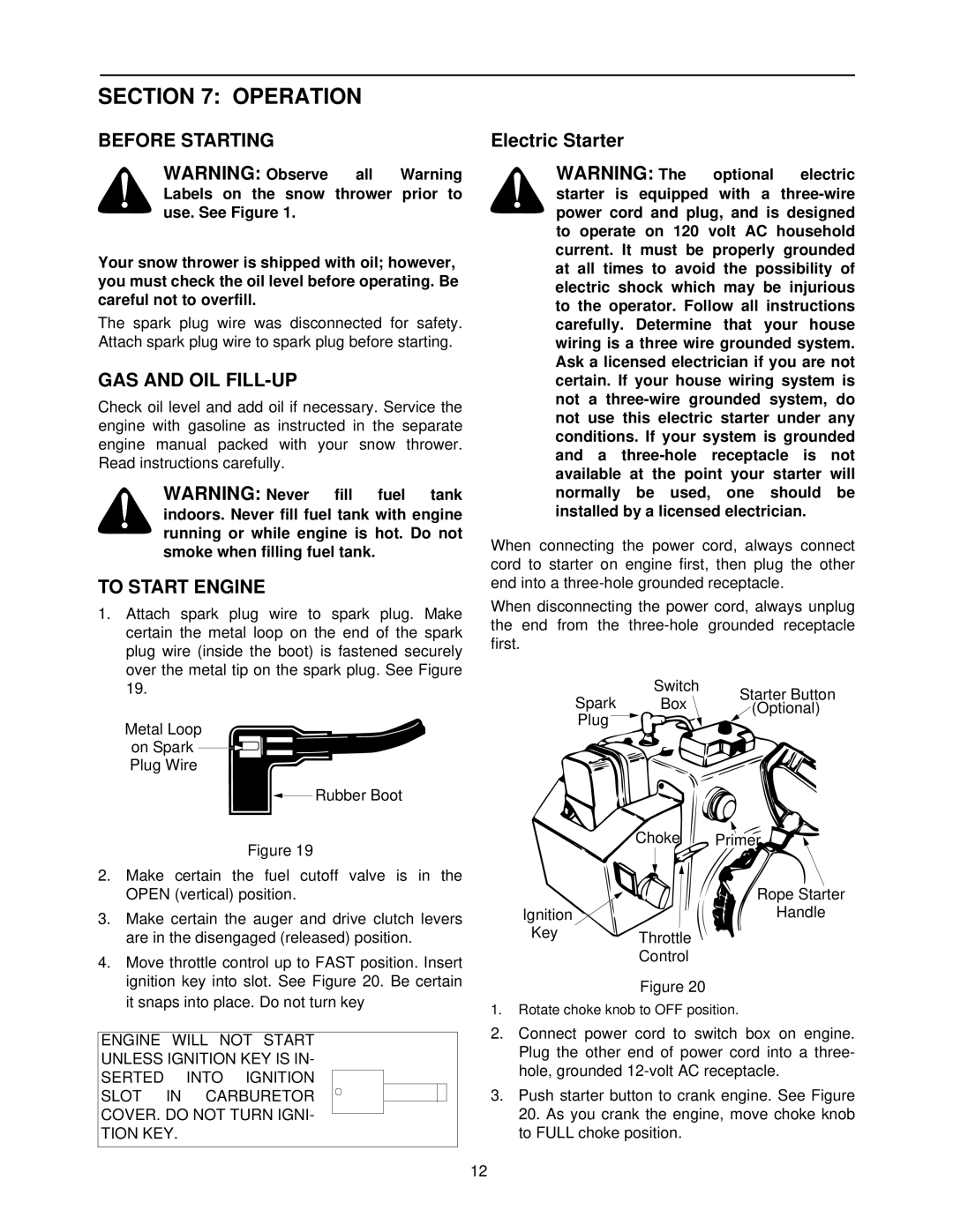 MTD 611 manual Operation, Before Starting, Electric Starter, GAS and OIL FILL-UP, To Start Engine 