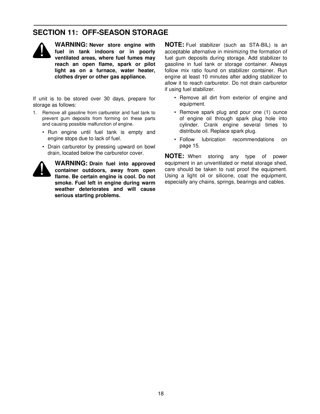 MTD 611 manual OFF-SEASON Storage 