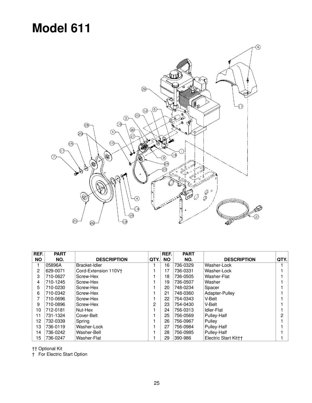 MTD 611 manual 736-0331 